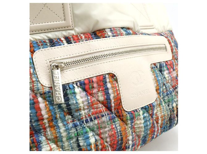 Borsa Tote Chanel Coco Cocoon in nylon e pelle Bianco - vista 8