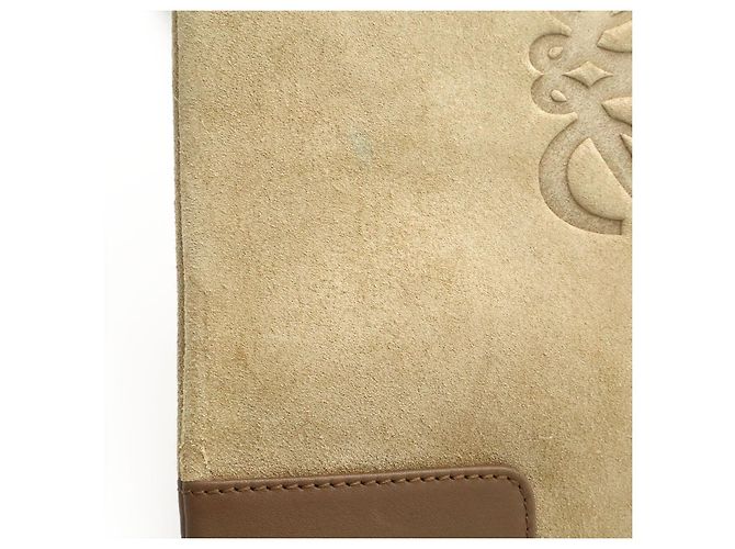 Borsa a tracolla in scamosciato Loewe Anagram Marrone Beige - vista 7