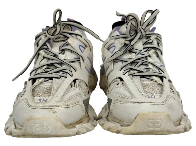 Baskets Track Balenciaga en polyuréthane blanc et lilas - vue 2