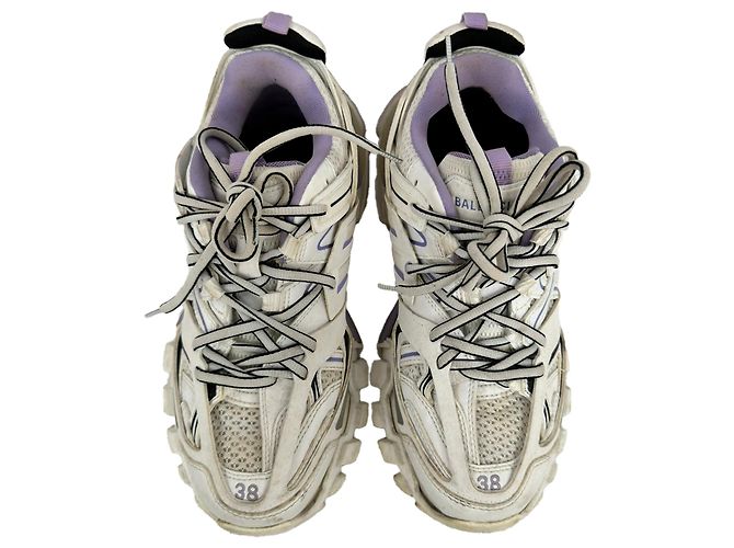 Baskets Track Balenciaga en polyuréthane blanc et lilas - vue 4