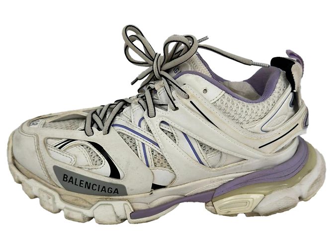 Baskets Track Balenciaga en polyuréthane blanc et lilas - vue 7
