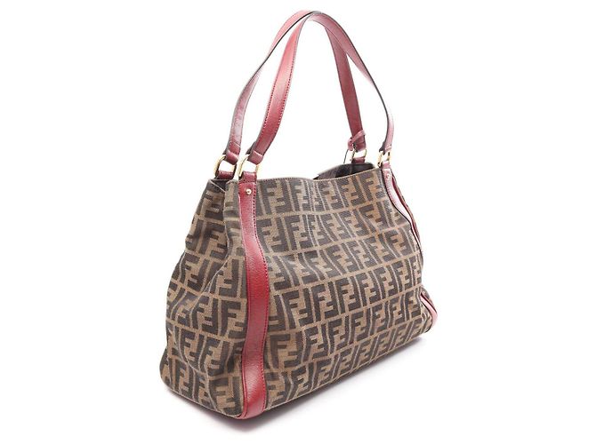 Fendi Zucca Canvas Leder Tote Bag Braun - Ansicht 2