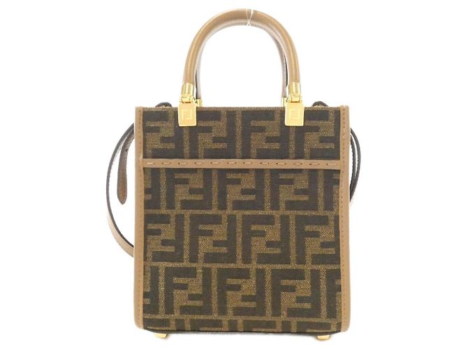 Fendi Sunshine Shopper Small Canvas Calf Leather Tote Bag - Ansicht 2
