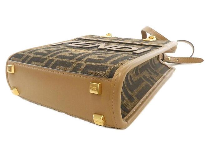 Fendi Sunshine Shopper Small Canvas Calf Leather Tote Bag - Ansicht 3