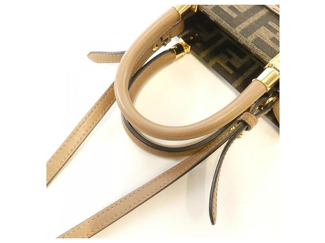 Fendi Sunshine Shopper Small Canvas Calf Leather Tote Bag - Ansicht 7
