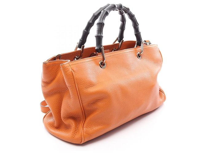Sac cabas Gucci Bamboo Shopper Medium en cuir 2-way - vue 2