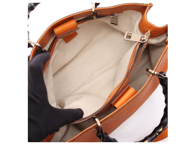 Sac cabas Gucci Bamboo Shopper Medium en cuir 2-way - vue 3