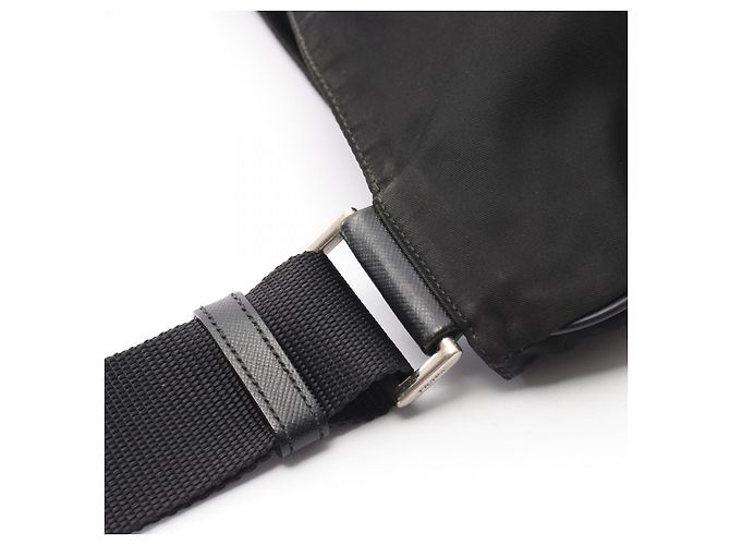 Sac à bandoulière en nylon et cuir Saffiano avec logo Triangle Prada Noir - vue 9