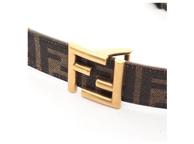 Ceinture réversible en cuir et toile avec logo FF Fendi Noir - vue 2
