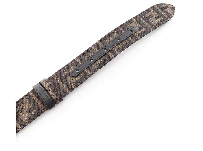 Ceinture réversible en cuir et toile avec logo FF Fendi Noir - vue 3