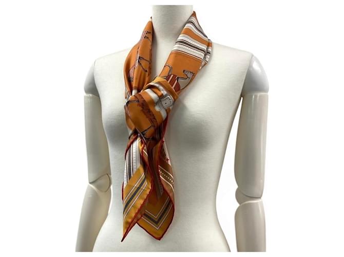 Hermès Sciarpa in seta Hermes Carre90 Double Face Arancione - vista 3