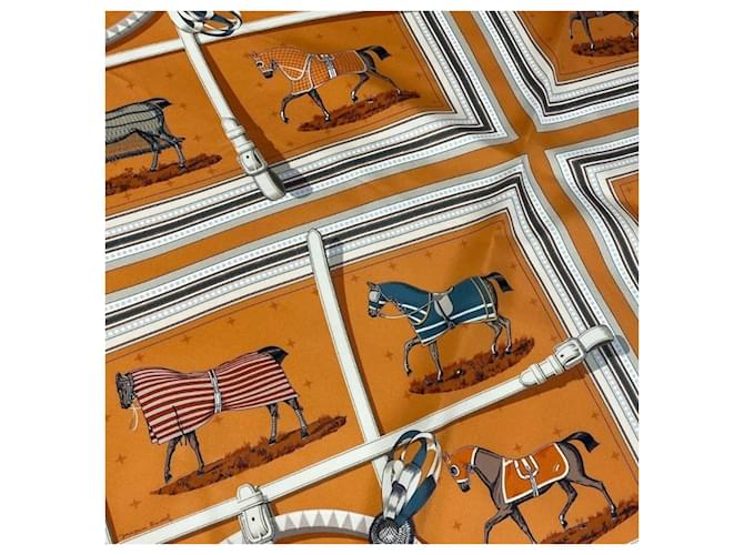 Hermès Sciarpa in seta Hermes Carre90 Double Face Arancione - vista 4