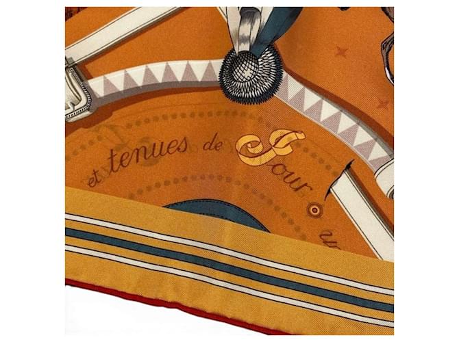 Hermès Sciarpa in seta Hermes Carre90 Double Face Arancione - vista 5