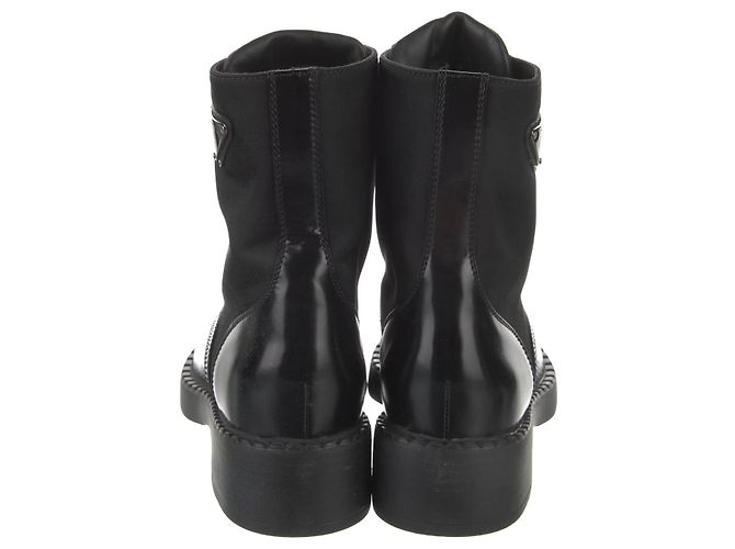 Stivaletti con lacci in pelle e nylon Prada Monolith Nero - vista 4
