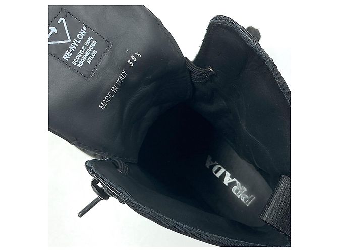 Stivaletti con lacci in pelle e nylon Prada Monolith Nero - vista 7