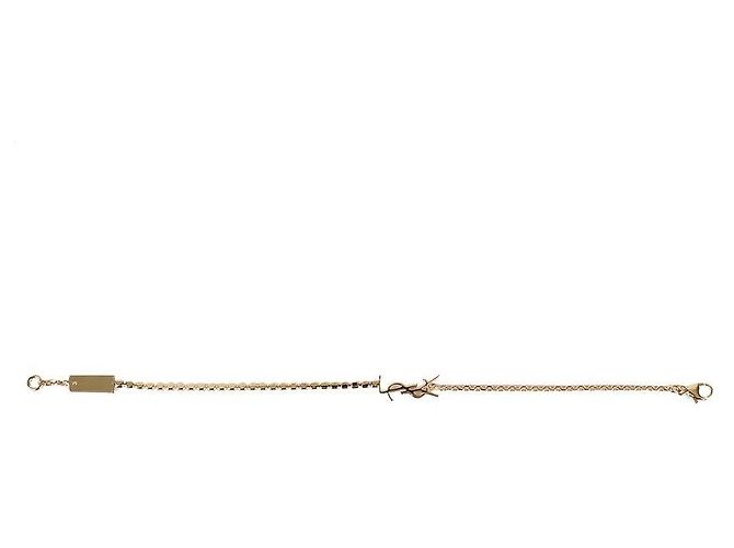 Saint Laurent Bracciale Cassandra con catena e charm in strass D'oro Metallico - vista 5