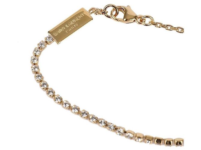 Saint Laurent Bracciale Cassandra con catena e charm in strass D'oro Metallico - vista 6