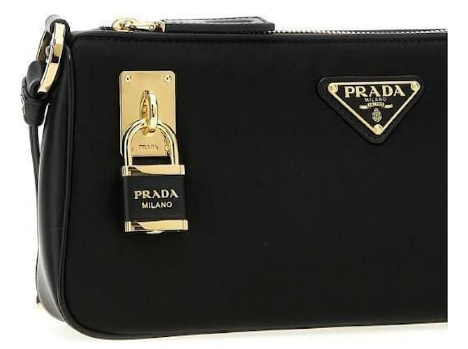 Prada Piccola borsa a tracolla in nylon e pelle Nero - vista 4