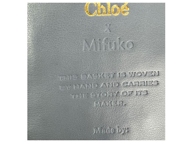Chloé Chloe X mifuko Borsa cesta in pelle e rafia blu - vista 3