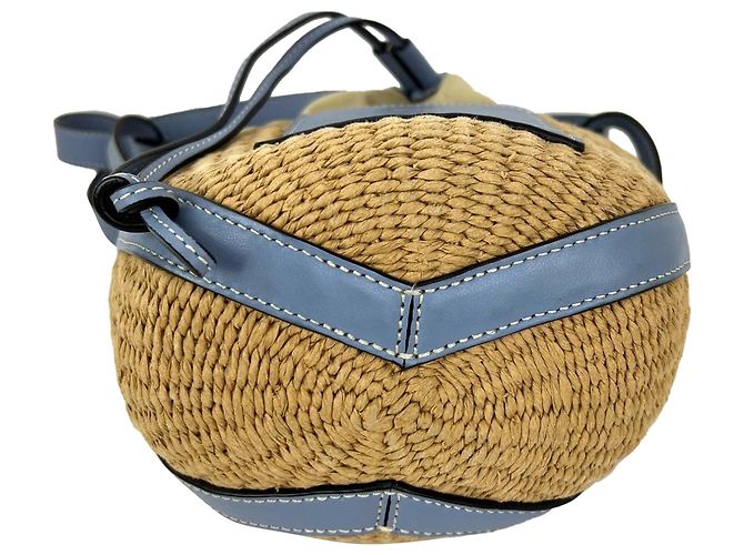Chloé Chloe X mifuko Borsa cesta in pelle e rafia blu - vista 5