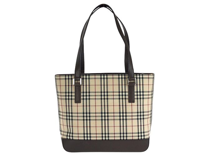 Burberry Baumwoll-Canvas-Leder-Tote-Bag Braun Beige - Ansicht 2