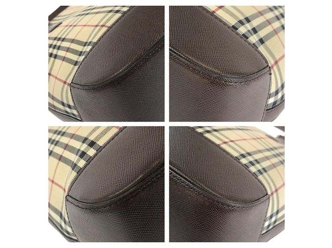 Burberry Baumwoll-Canvas-Leder-Tote-Bag Braun Beige - Ansicht 3
