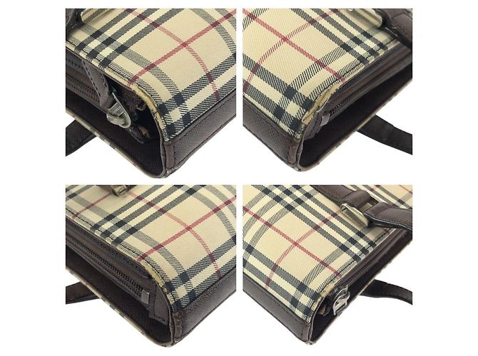 Burberry Baumwoll-Canvas-Leder-Tote-Bag Braun Beige - Ansicht 5