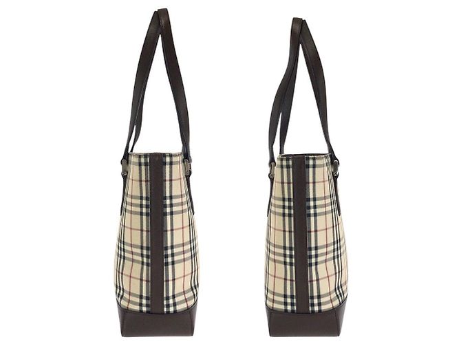 Burberry Baumwoll-Canvas-Leder-Tote-Bag Braun Beige - Ansicht 8