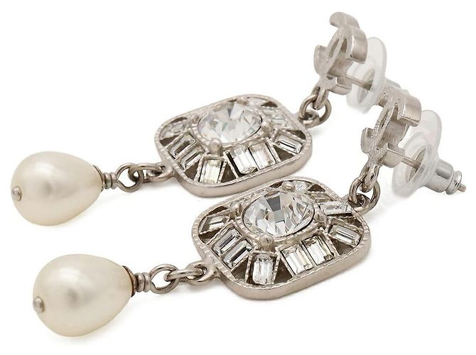Chanel Coco Mark Pearl Ohrringe Silber Metallisch - Ansicht 2
