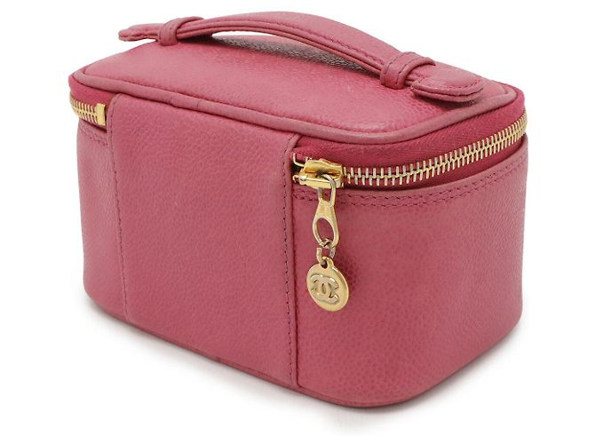 Vanity Beauty case in pelle caviar Chanel Rosa - vista 2