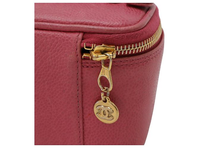 Vanity Beauty case in pelle caviar Chanel Rosa - vista 4