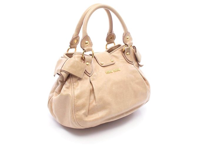 Borsa a 2 vie in pelle Miu Miu Marrone Beige - vista 2