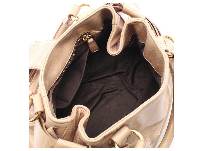 Borsa a 2 vie in pelle Miu Miu Marrone Beige - vista 3