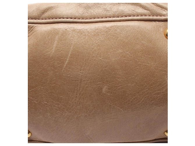 Borsa a 2 vie in pelle Miu Miu Marrone Beige - vista 8