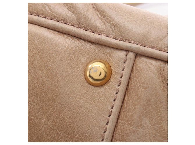 Borsa a 2 vie in pelle Miu Miu Marrone Beige - vista 9