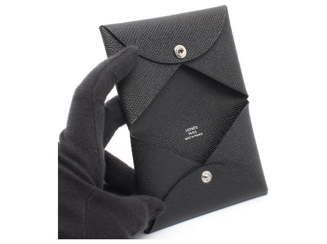 Hermès Monedero Calvi de piel de becerro Hermes Negro - vista 3