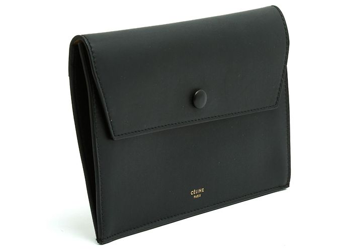 Céline Pochette Enveloppe Noir Phoebe Philo Black Matt Leather Clutch Bag Celine Nero - vista 2