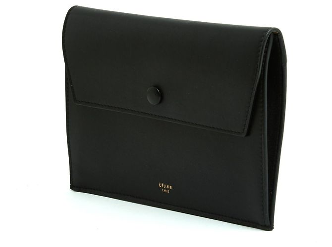 Céline Pochette Enveloppe Noir Phoebe Philo Black Matt Leather Clutch Bag Celine Nero - vista 3