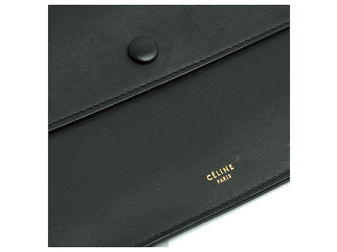 Céline Pochette Enveloppe Noir Phoebe Philo Black Matt Leather Clutch Bag Celine Nero - vista 5