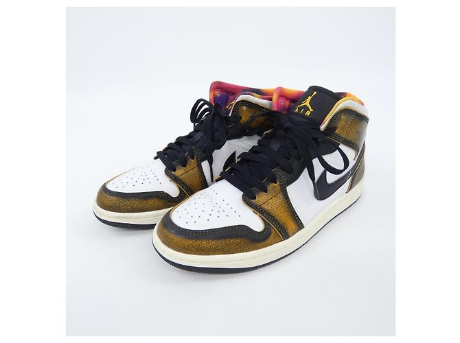 Autre Marque Sneakers Nike Air Jordan 1 Mid Nero Bianco Giallo - vista 3