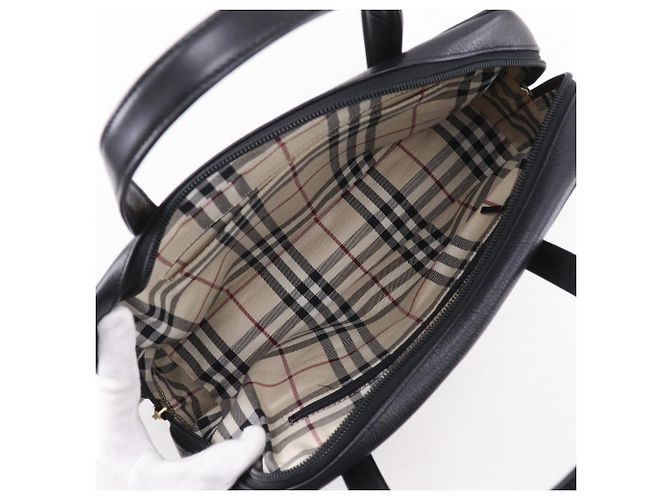 Borsa a mano in pelle granulata Burberry Nero - vista 9