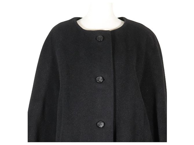 Balenciaga No Collar Long Coat Black - view 2