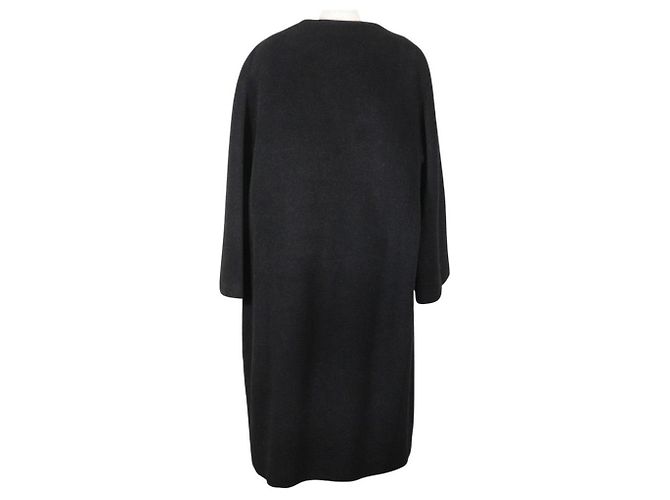 Balenciaga No Collar Long Coat Black - view 3