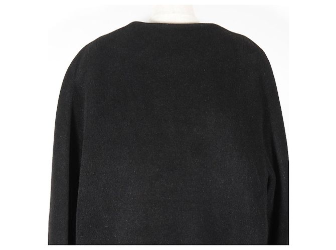 Balenciaga No Collar Long Coat Black - view 4