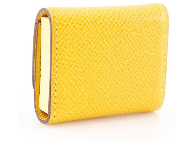 Hermès Étui Post-it Hermes en cuir Porte-notes adhésives Jaune - vue 3