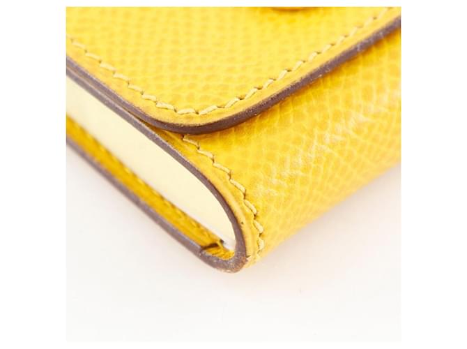 Hermès Étui Post-it Hermes en cuir Porte-notes adhésives Jaune - vue 4