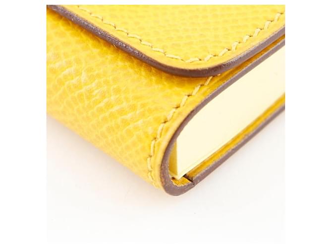 Hermès Étui Post-it Hermes en cuir Porte-notes adhésives Jaune - vue 5