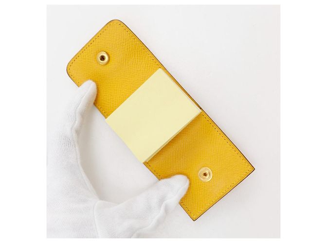 Hermès Étui Post-it Hermes en cuir Porte-notes adhésives Jaune - vue 6
