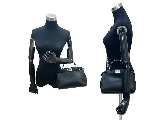 Bolsa 2way de couro de python Fendi Peekaboo Preto - vista 3