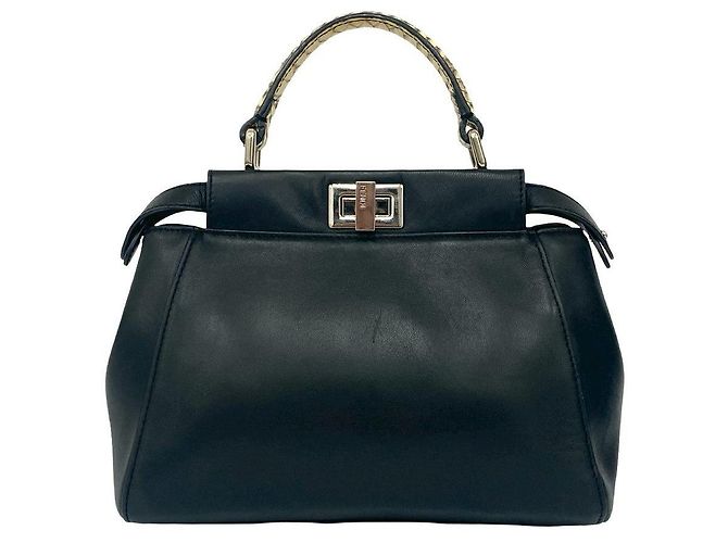 Bolsa 2way de couro de python Fendi Peekaboo Preto - vista 4